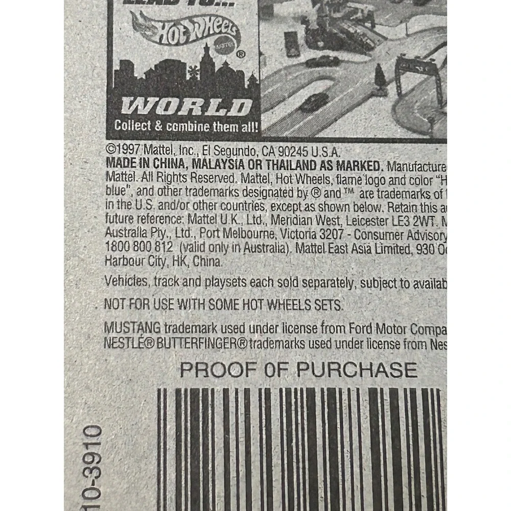 Hot Wheels 1998 Sugar Rush Series 96 Mustang Convertible Butterfinger  #744